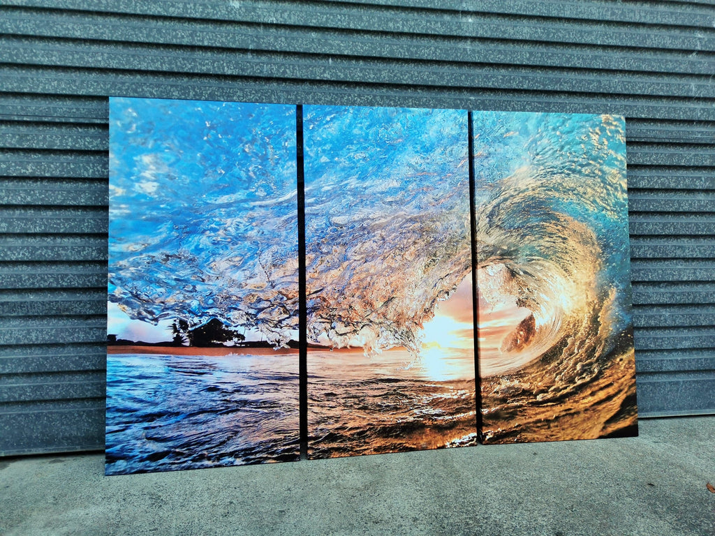 Pine Stretched  Framed 3 Panels - Finished Products - Wave