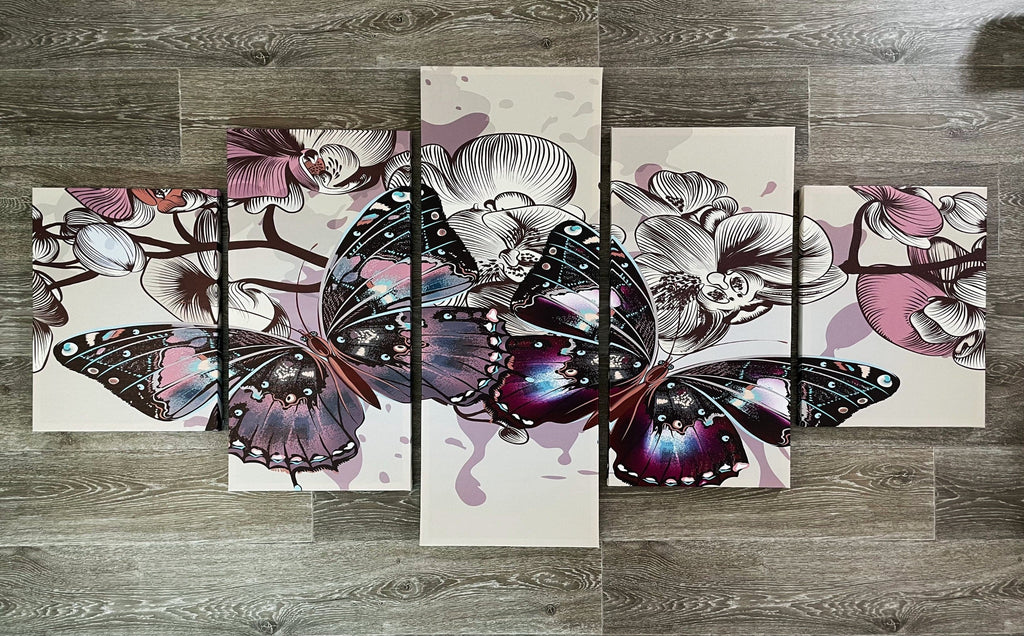 Framed 5 Panels - Finished Products - Butterfly